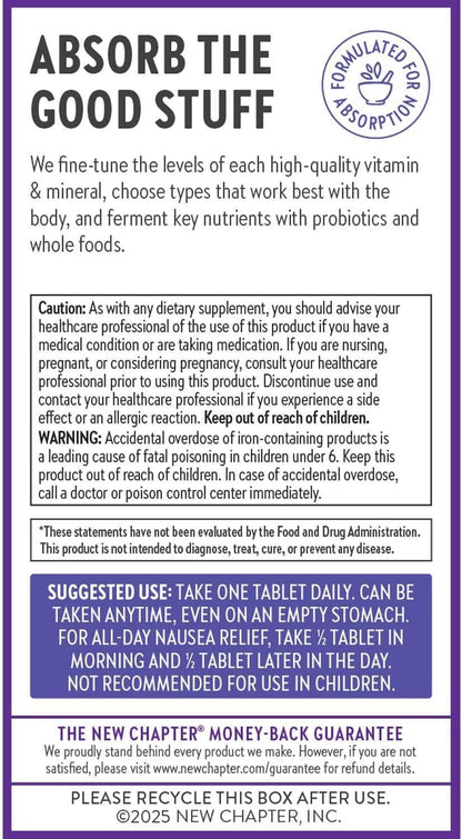 New Chapter Prenatal Vitamins – One Daily Multivitamin for Women 35+ with Methylfolate & Choline, 90 Tablets