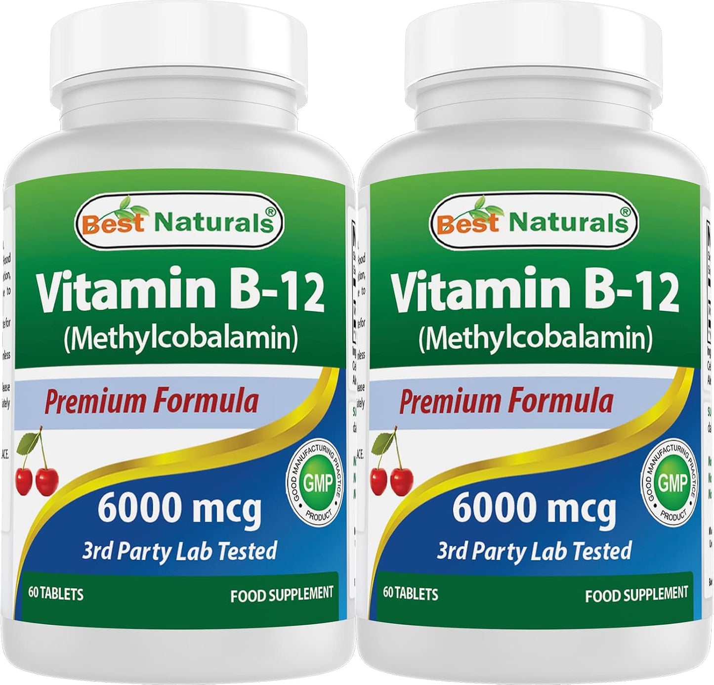 Best Naturals Vitamin B12 Methylcobalamin (Methyl B12), 6000 mcg, 60 Sublingual Tablets (Pack of 2) - görsel 1
