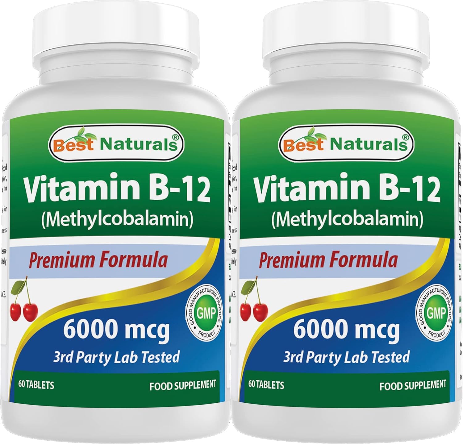 Best Naturals Vitamin B12 Methylcobalamin (Methyl B12), 6000 mcg, 60 Sublingual Tablets (Pack of 2) - görsel 1