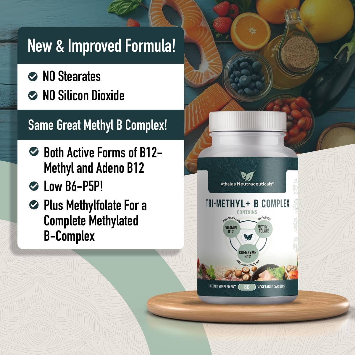 Tri-Methyl+ B Complex - Methylated B – Methylfolate (Vitamin B9): Unlike folic acid, methylfolate is the active – Image 2