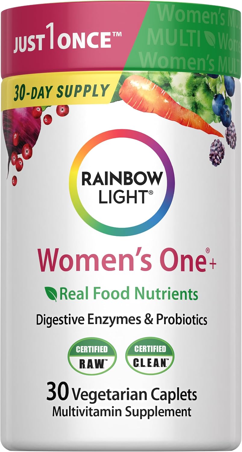 Rainbow Light Women's Multivitamin One+ | Real Food Nutrients, Digestive Enzymes & Probiotics | 30 Caplets - görsel 1