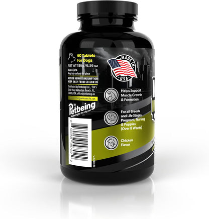 PETBEING Mega Muscle for Dogs - Daily Chewable Multivitamin Tablets, Chicken Flavour, 60 Count