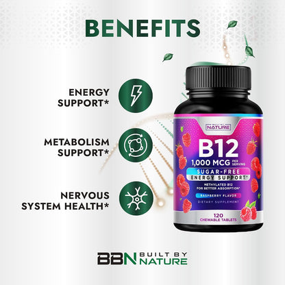 Built by Nature Vitamin B12 1000 mcg – Energy & Metabolism Support: Helps convert food into fuel for sustained – Image 4