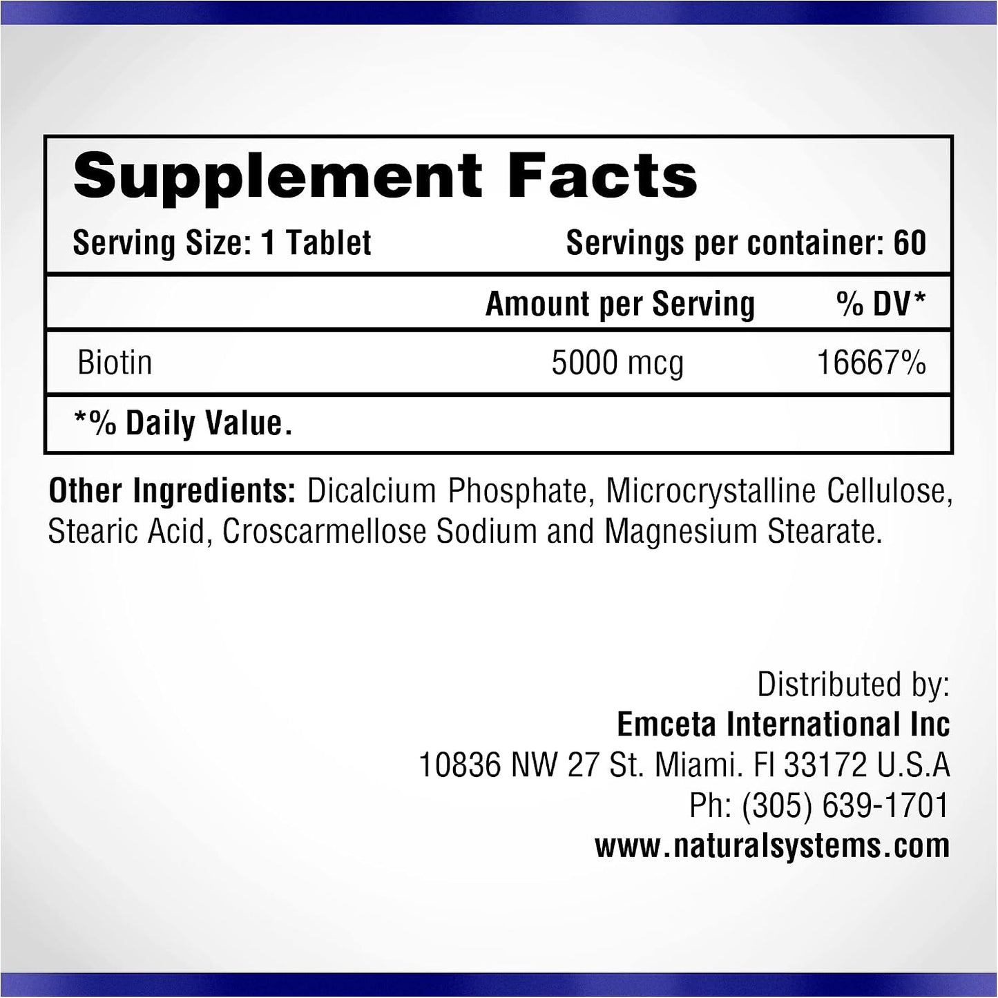 Biotin 60 Tablets 5000 mcg by Natural Systems - görsel 2
