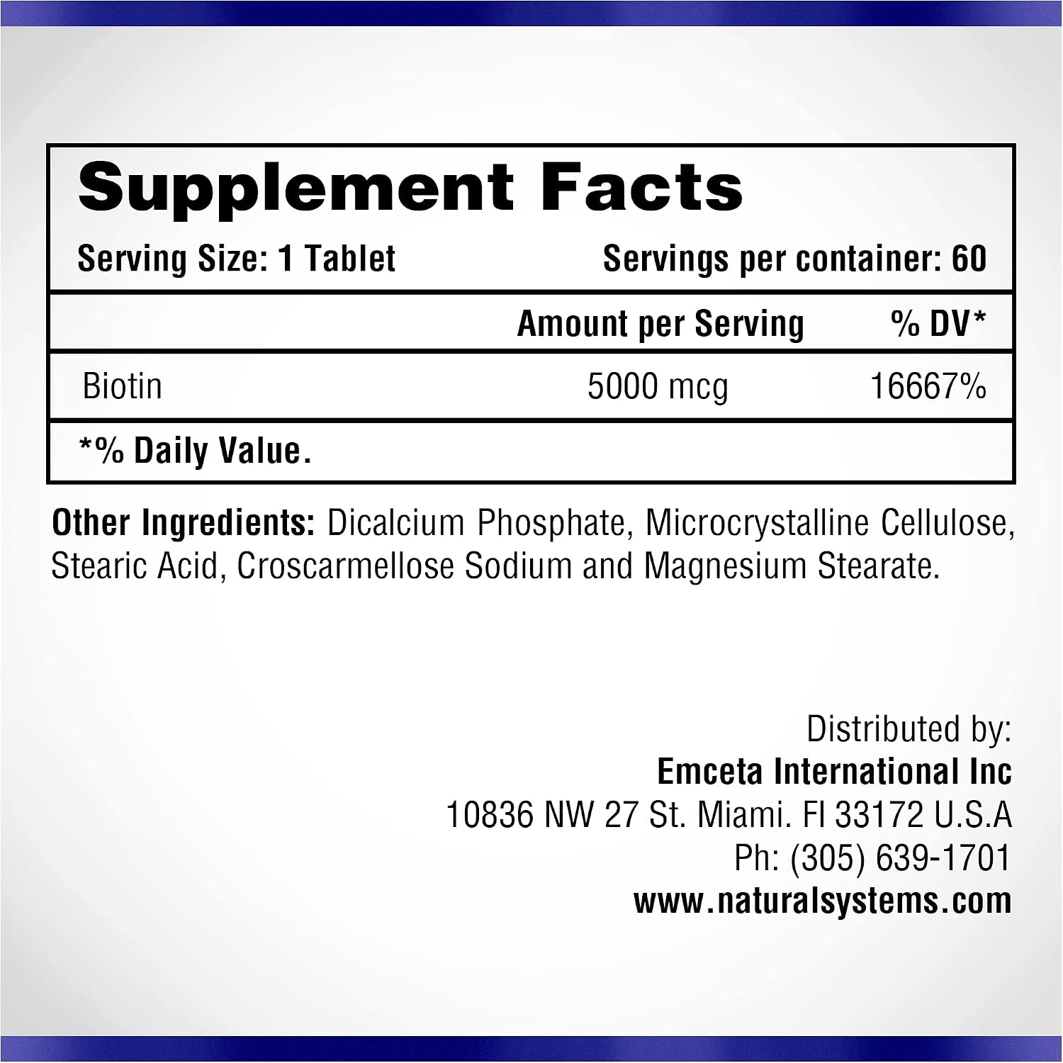 Biotin 60 Tablets 5000 mcg by Natural Systems - görsel 2