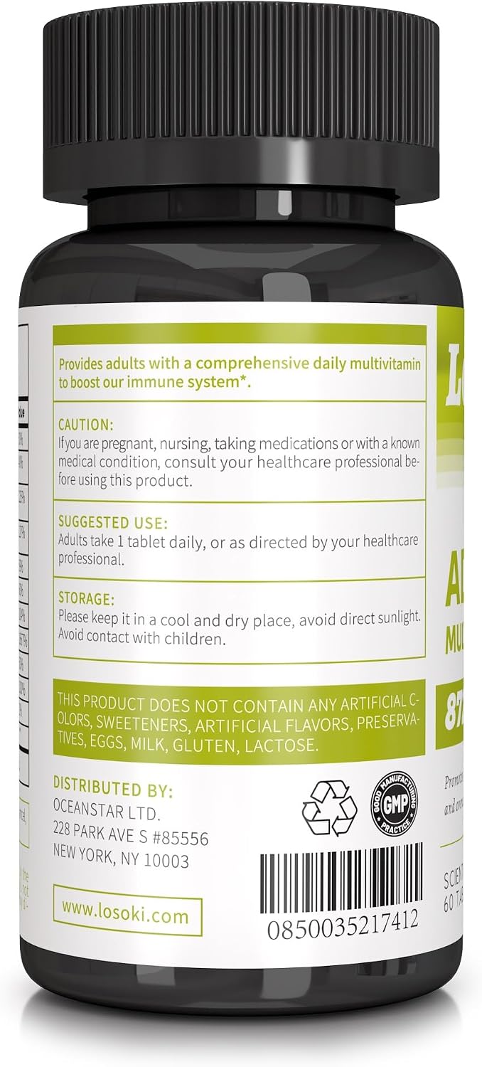 Losoki Adult Multi Vitamins - Comprehensive Daily Multivitamin Supplement for Men and Women's - 60 Tablets for Enhanced – Image 2