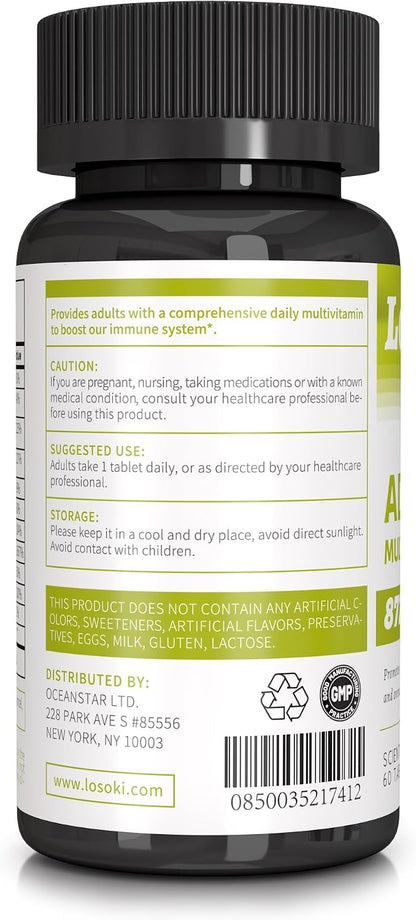 Losoki Adult Multi Vitamins - Comprehensive Daily Multivitamin Supplement for Men and Women's - 60 Tablets for Enhanced – Image 2