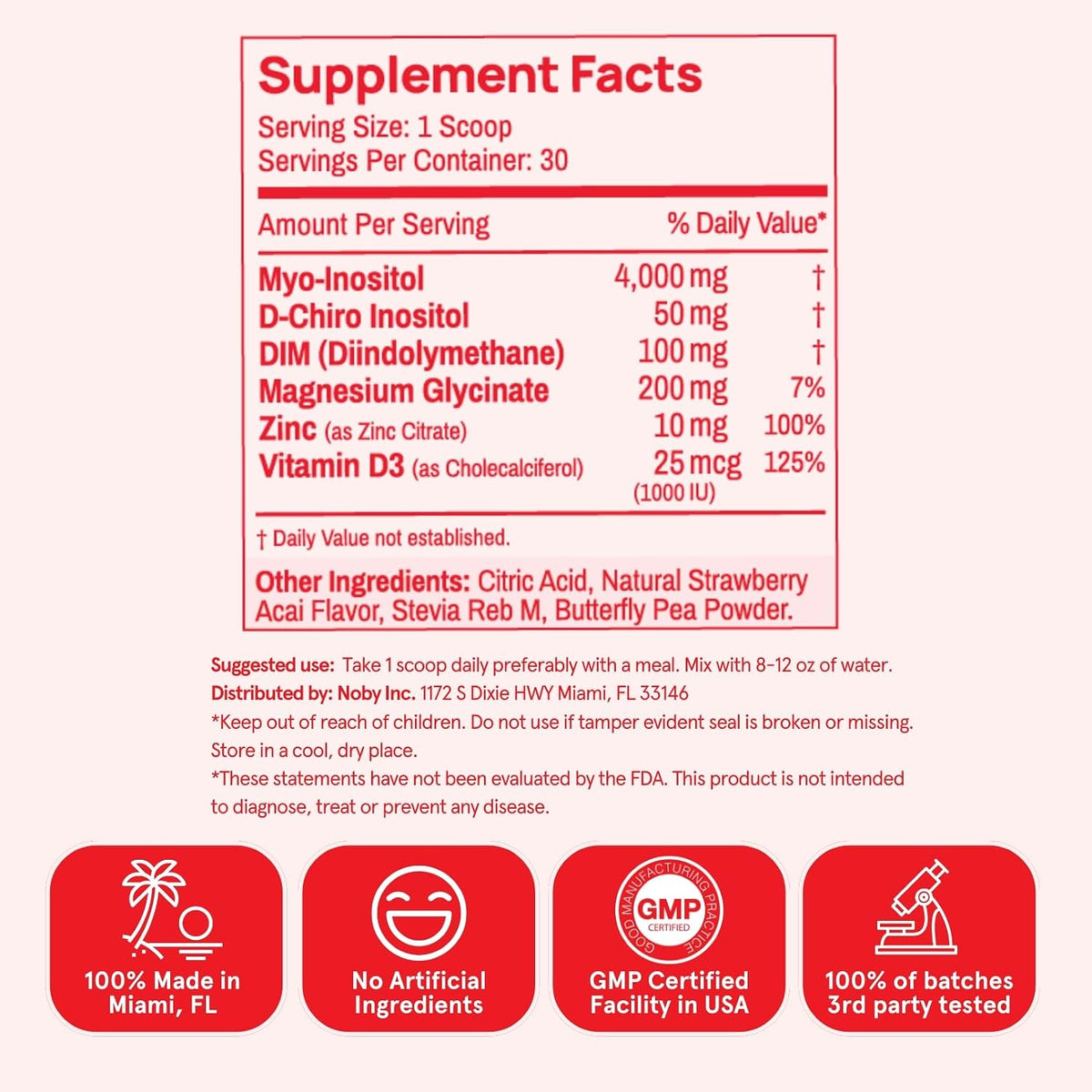 Peach Perfect Inositol Powder Multivitamin, Strawberry Acai Flavour – 4g Myo & D-Chiro Inositol, DIM, Zinc, Magnesium – Image 6