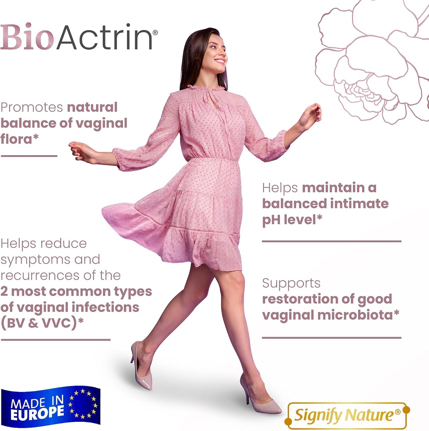 SIGNIFY NATURE Bioactrin Vaginal Probiotics – Bacterial Vaginosis & Yeast Infection Support – 28 Capsules - görsel 3