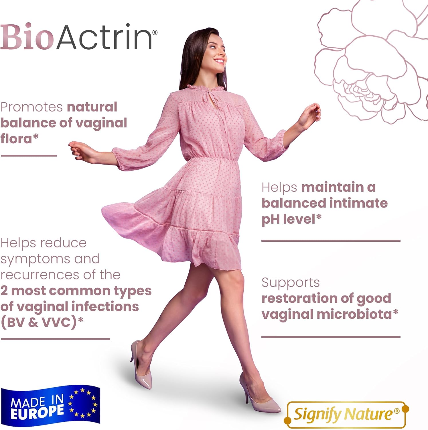 SIGNIFY NATURE Bioactrin Vaginal Probiotics – Bacterial Vaginosis & Yeast Infection Support – 28 Capsules - görsel 3