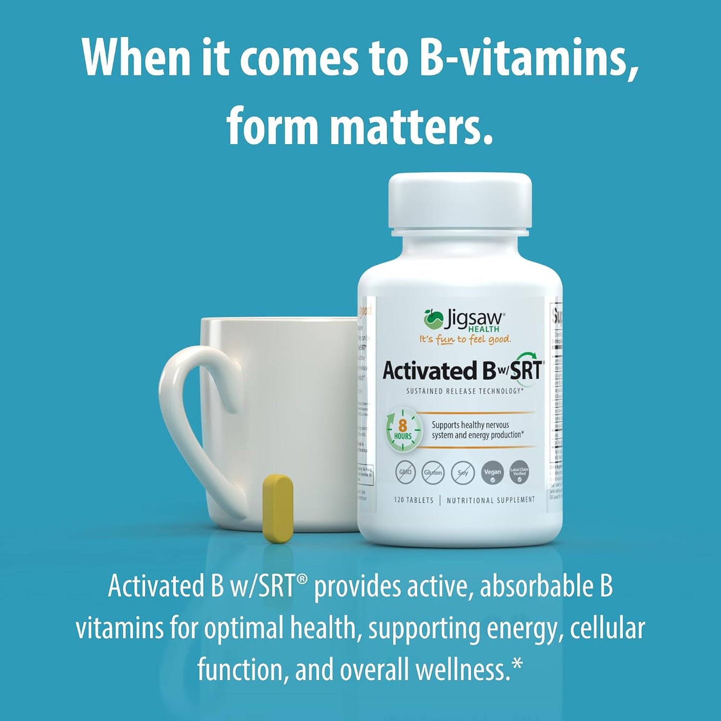 Jigsaw Health Activated B w/SRT - Sustained Release B-Complex, 120 Tablets - görsel 4