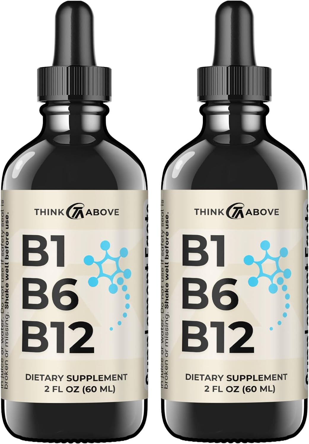Think Above B1 B6 B12 Vitamin Liquid Drops - Nerve, Energy, Brain Support Supplement - Fruity-Like Flavour - – Image 1