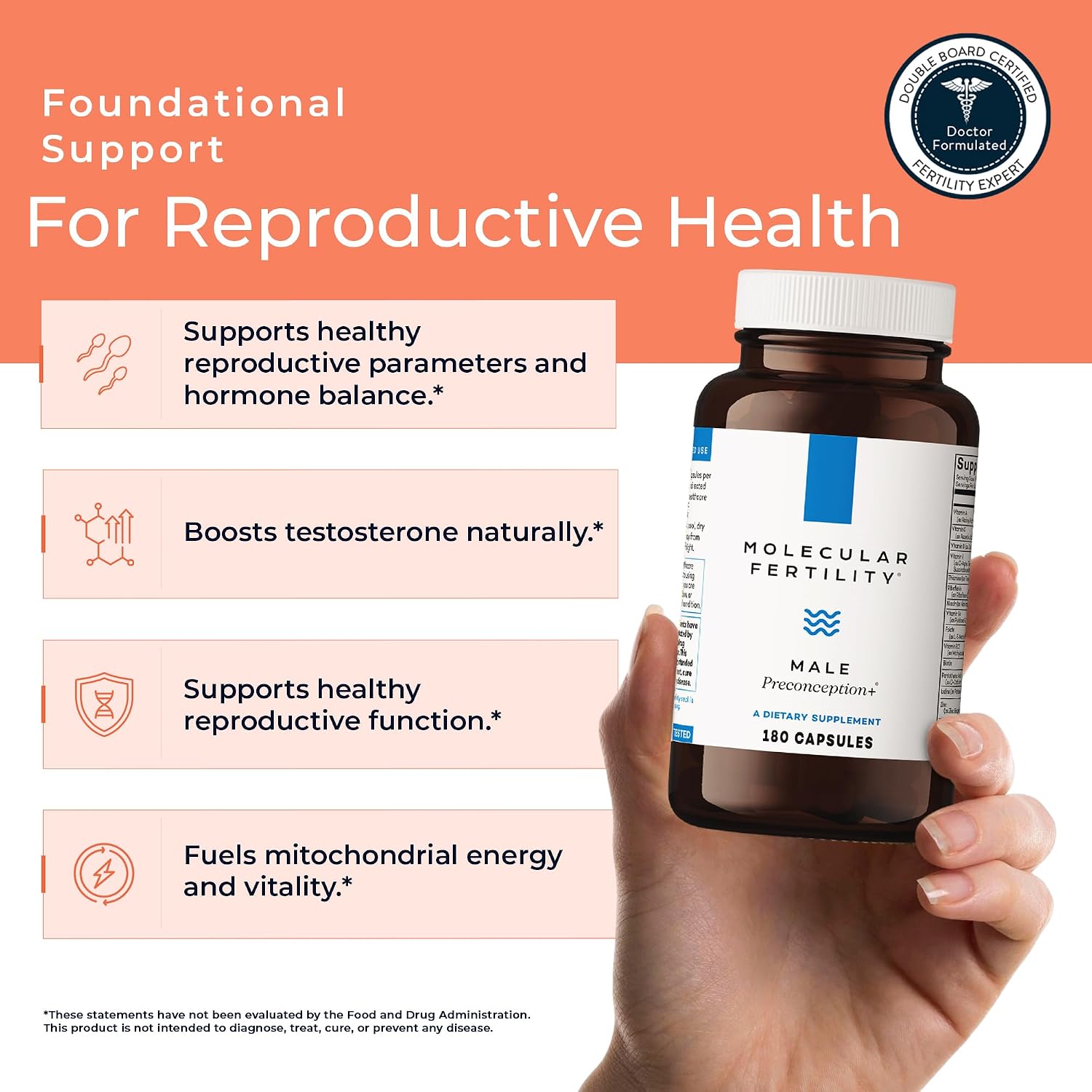 Molecular Fertility Male Preconception+ – Fertility Supplement for Men (30-Day Supply) - görsel 3