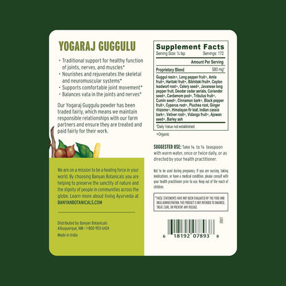 Banyan Botanicals Yogaraj Guggulu Powder – Organic Joint Support – Ayurvedic Blend – 100 g