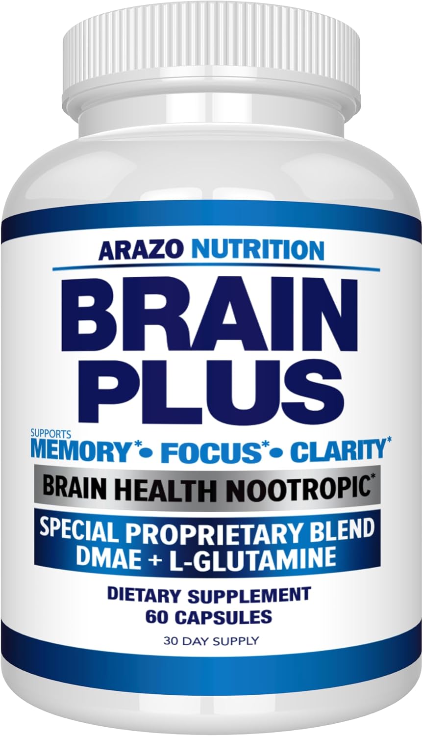 Arazo Nutrition Brain Plus – Nootropic – Memory Support: Bacopa Monnieri and phosphatidylserine are included to – Image 1