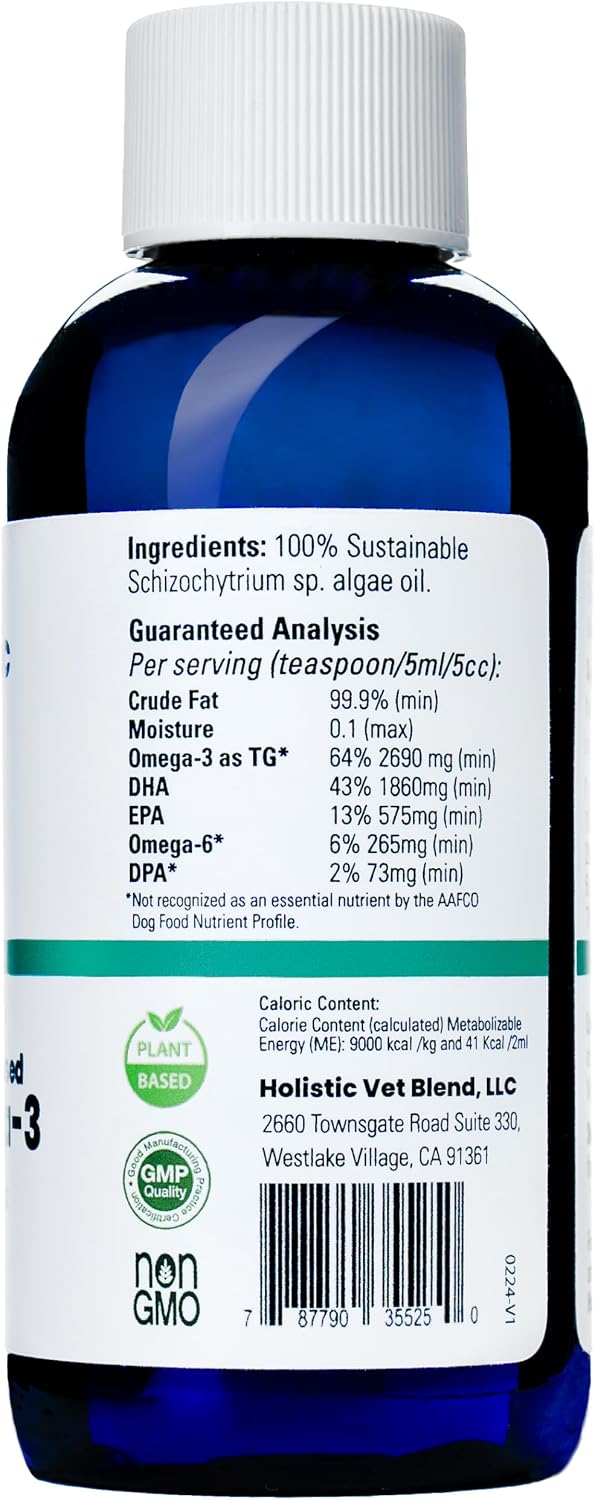 Holistic Vet Blend Green Omega-3 Oil for Pet Owners, Pure Marine Algae Assists Skin, Coat, Joint Health, Immune System, Heart & Kidney Function - görsel 3