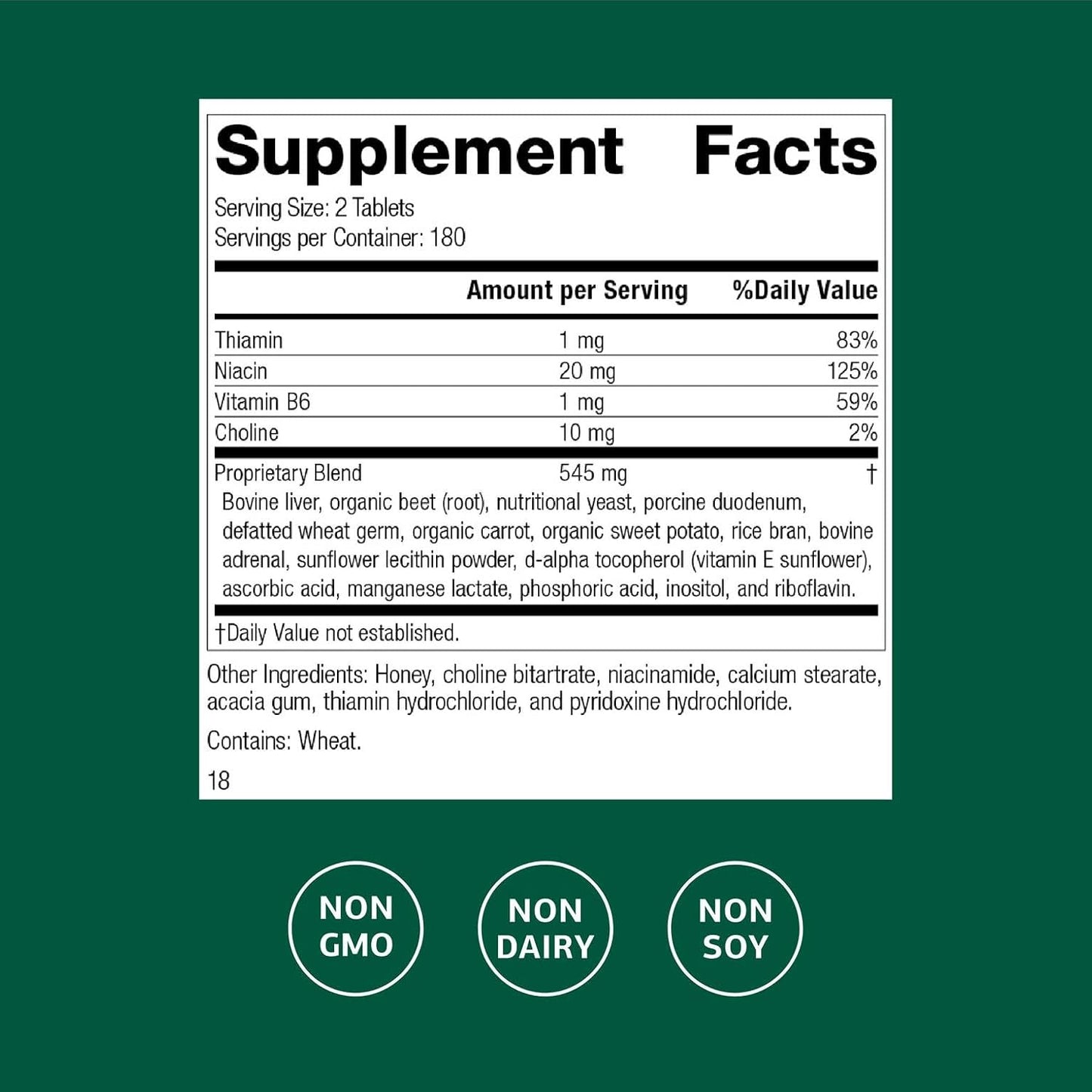 Standard Process Cataplex B B-Complex Supplement - Non-Dairy & Non-Soy - 360 Tablets - görsel 2