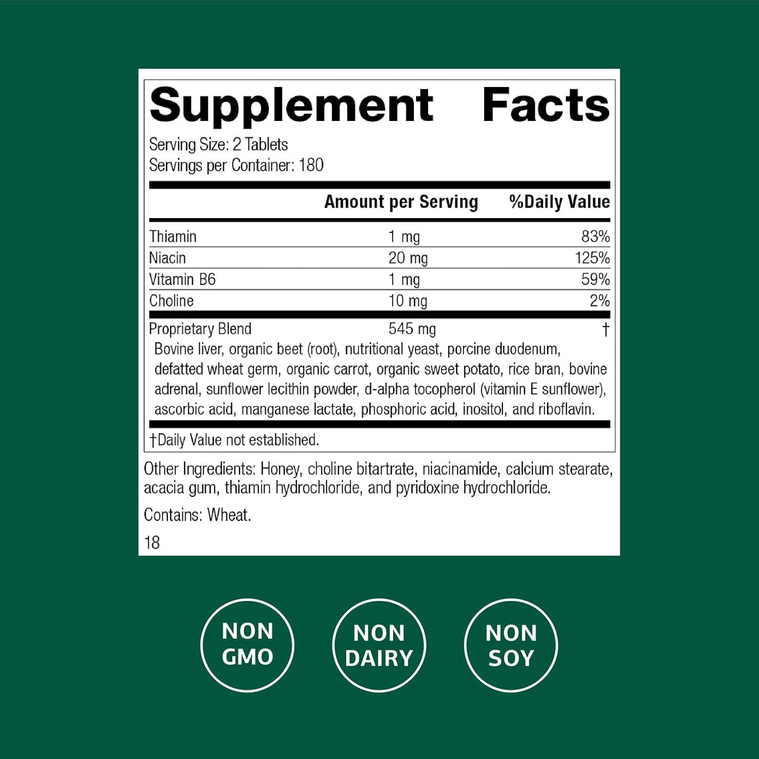 Standard Process Cataplex B B-Complex Supplement - Non-Dairy & Non-Soy - 360 Tablets - görsel 2