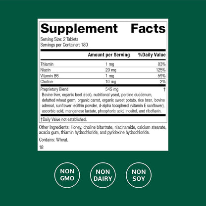 Standard Process Cataplex B B-Complex Supplement - Non-Dairy & Non-Soy - 360 Tablets