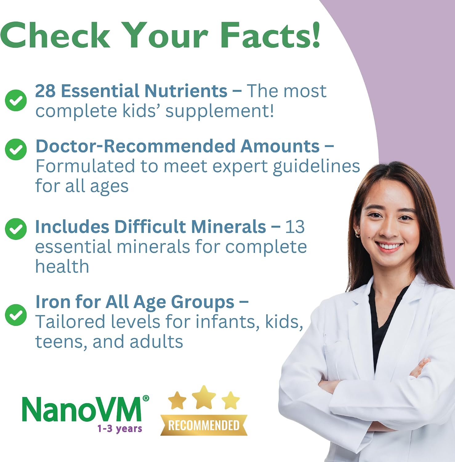NanoVM 1-3 Years Allergen-Free Multivitamin Powder, Unflavoured, 275g - görsel 3