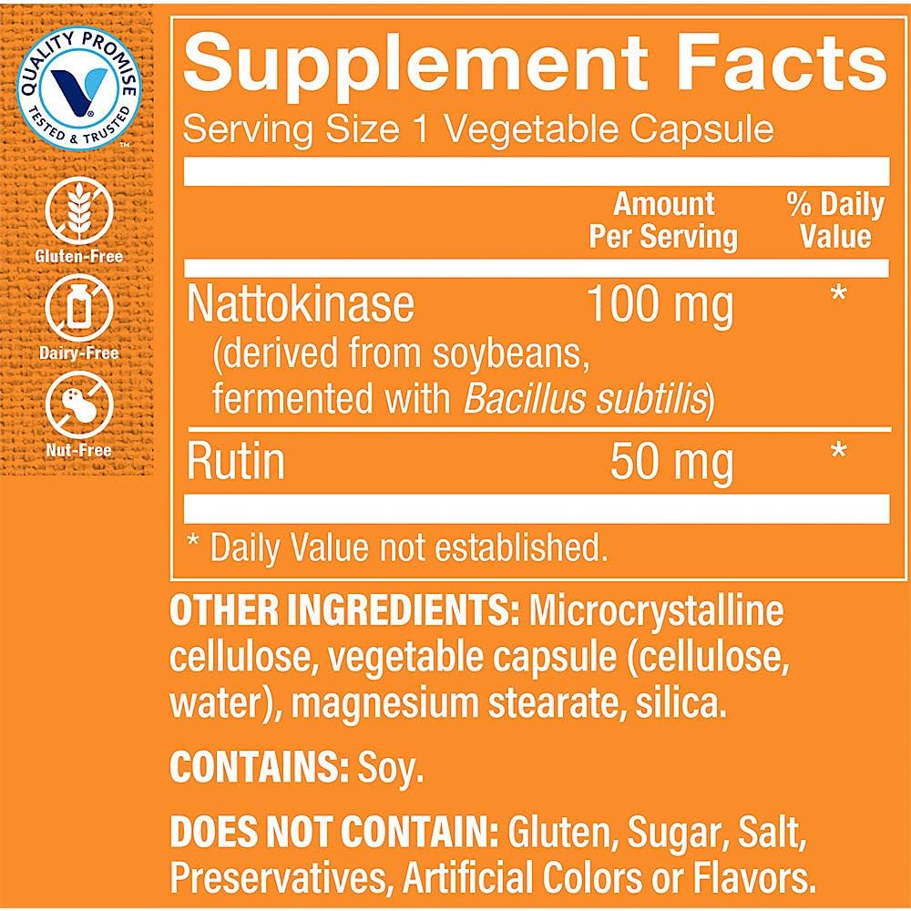 The Vitamin Shoppe Nattokinase with Rutin 100mg, Antioxidant Supplement - görsel 3