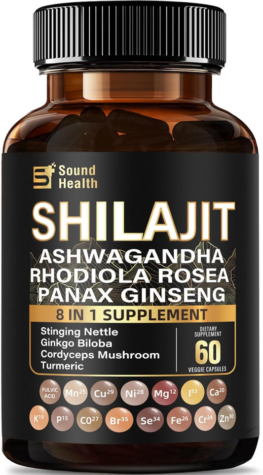 SoundHealth Shilajit Capsules - 60 Capsules, Easy to Swallow, Gluten Free, Non-GM – Image 1