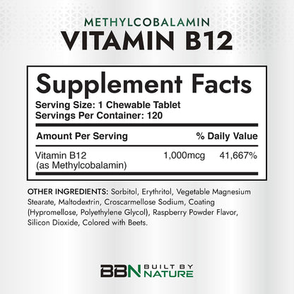 Built by Nature Vitamin B12 1000 mcg – Superior Absorption: Sublingual delivery allows B12 to be absorbed directly – Image 2