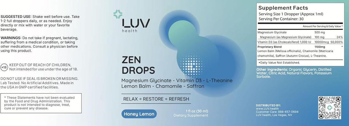 LUV Zen Drops: Anxiety and Stress Support – Vitamin D3 (Cholecalciferol): Plays a role in mood regulation and – Image 7