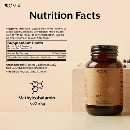 Promix Nutrition Vitamin B12 Supplement - – Promotes Nervous System Health: Methylcobalamin is the preferred form – Image 2