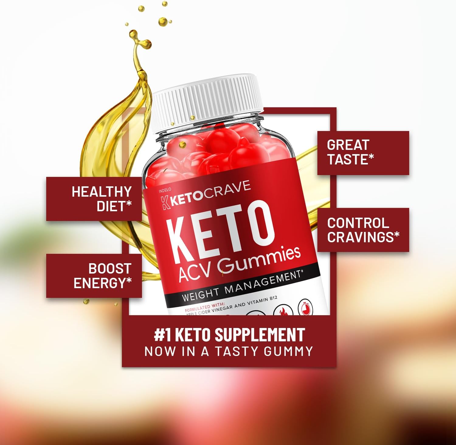 Crave Keto ACV Gummies - Advanced Formula with Apple Cider Vinegar, B12, Beet Juice & Pomegranate (5 Pack, 300 Gummies) - görsel 3