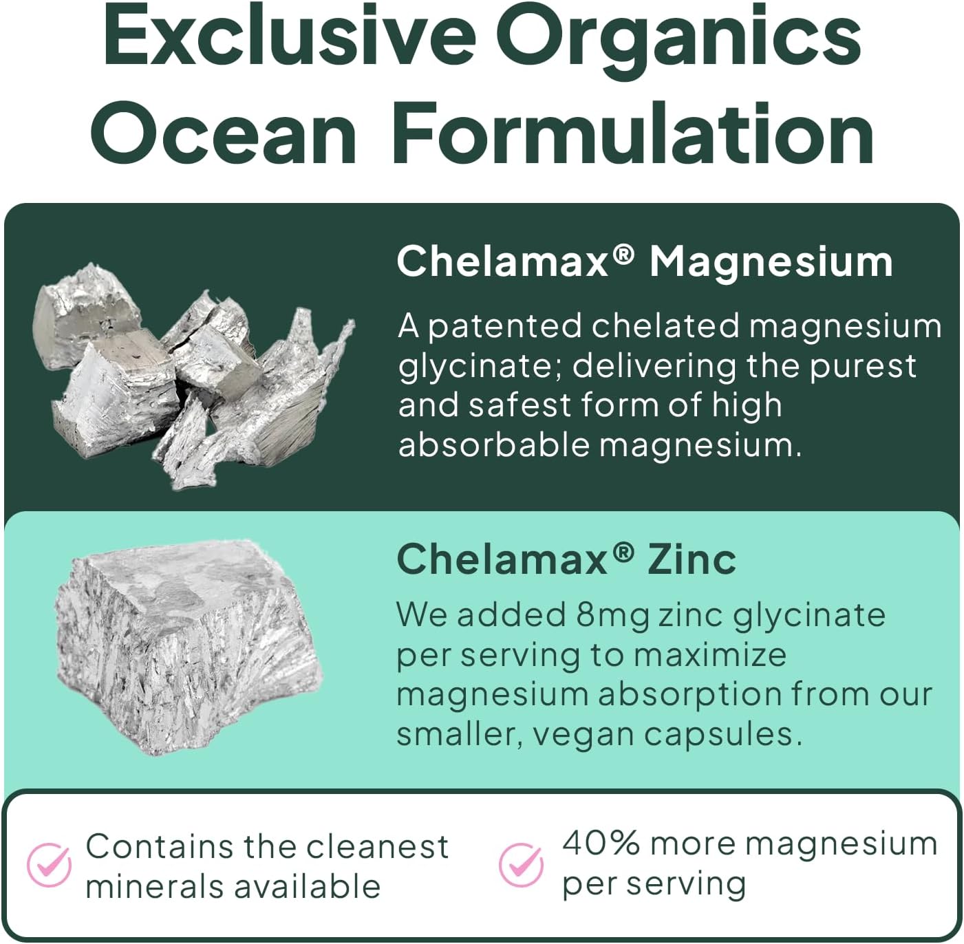Organics Ocean Pure Magnesium Glycinate with Zinc – Chelated Magnesium for Sleep and Muscle Support – 6 Bottles - görsel 5