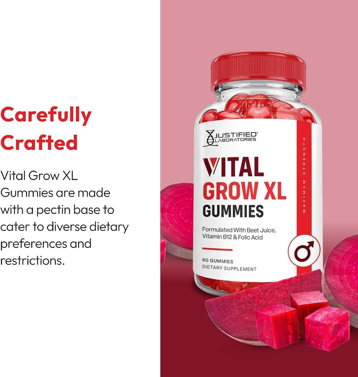 Justified Laboratories Vital Grow XL Gummies – Pomegranate and Beet Juice Powders: These antioxidant-rich powders – Image 4
