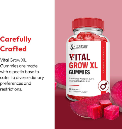 Justified Laboratories Vital Grow XL Gummies – Pomegranate and Beet Juice Powders: These antioxidant-rich powders – Image 4