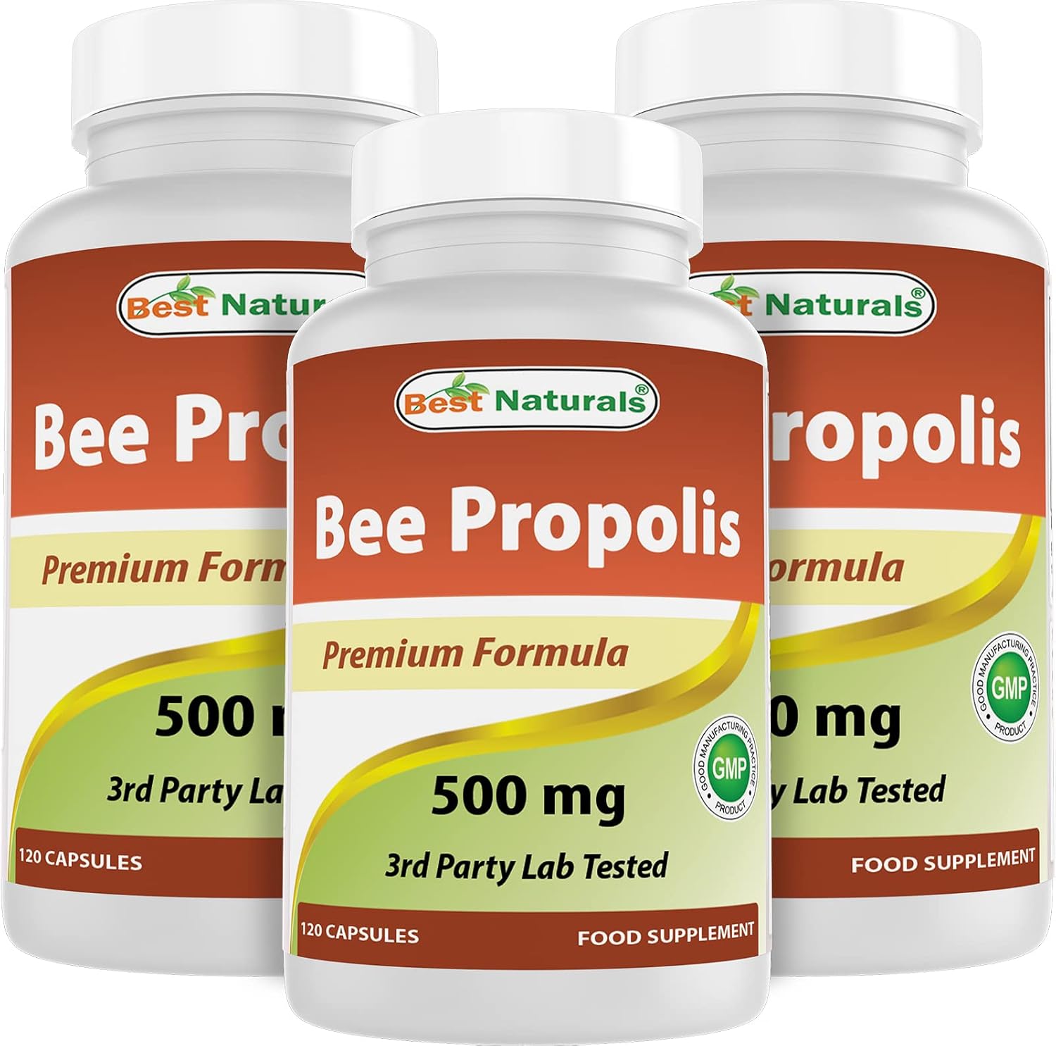 Best Naturals Bee Propolis 500 mg - 360 Capsules (3 Bottles) - görsel 1