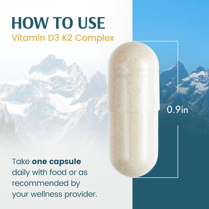 Vykee Nutrition Vitamin D3 K2 Complex – D3 140 mcg & K2 (MK-7) 110 mcg – 120 Vegan Capsules