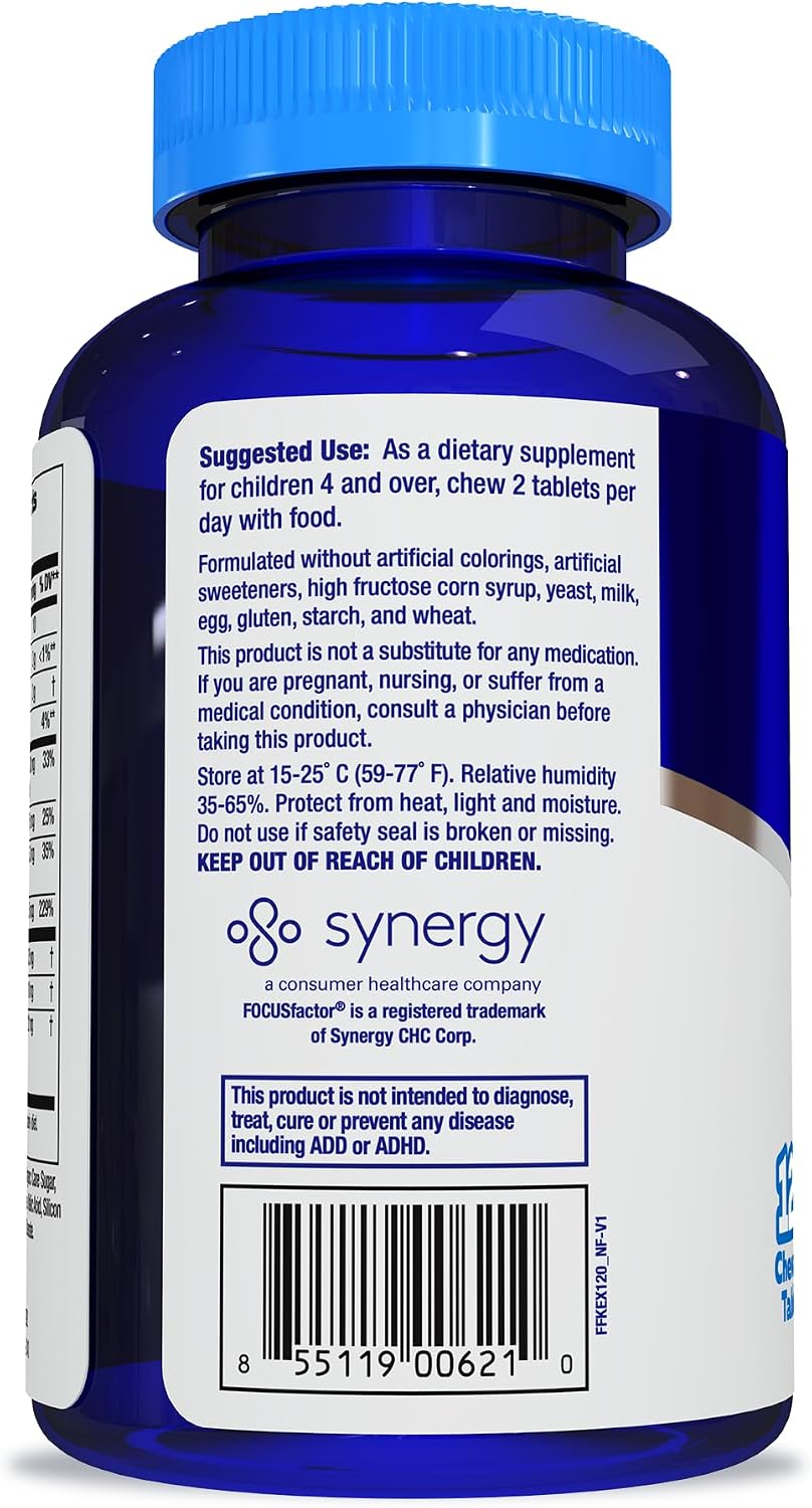 Focussed Factor Kids Extra Strength Daily Chewable – Brain Health Support – 120 Chewable Tablets - görsel 3