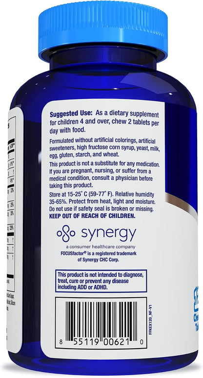 Focussed Factor Kids Extra Strength Daily Chewable – Brain Health Support – 120 Chewable Tablets