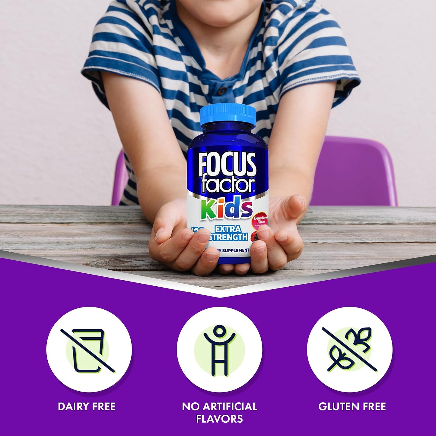 Focussed Factor Kids Extra Strength Daily Chewable – Brain Health Support – 120 Chewable Tablets - görsel 5