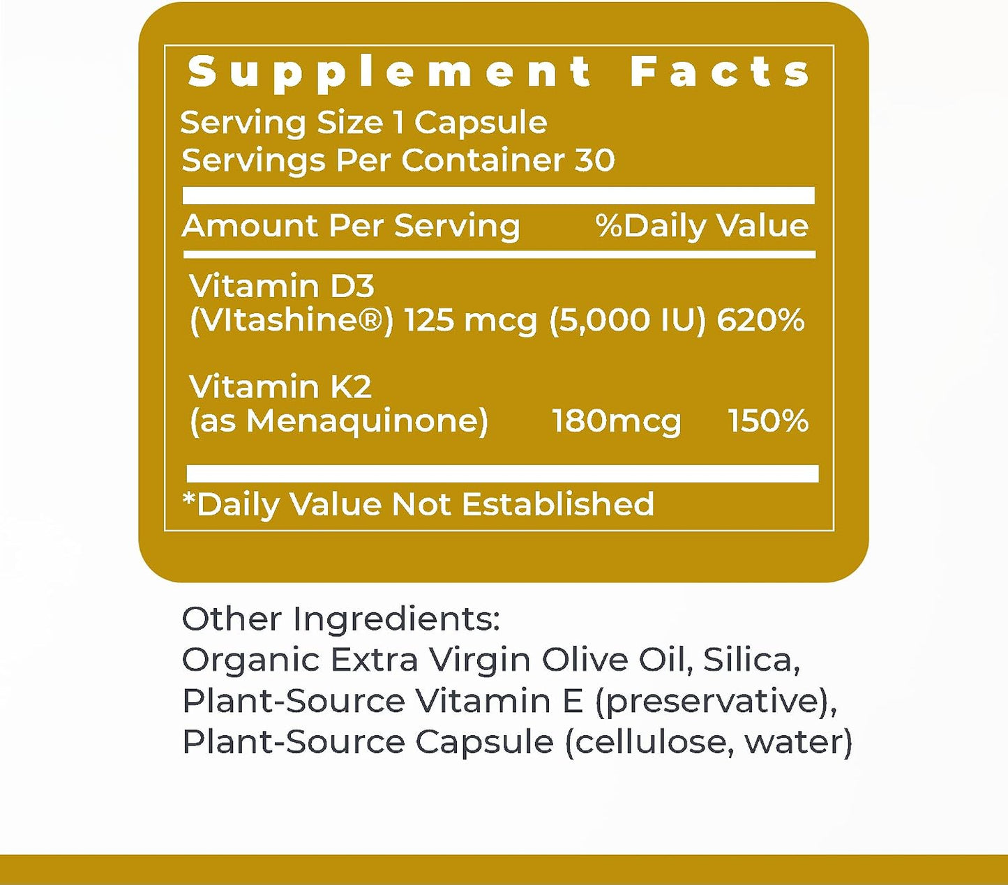 Premier Research Labs Vitamin D3 + K2 5000 IU, 30 Capsules - görsel 5