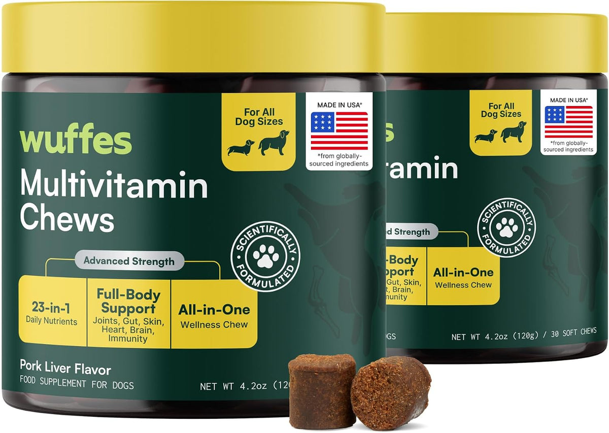 Wuffes 23-in-1 Dog Multivitamin Soft Chews – – Omega-3 fatty acids (from Wild Alaskan Salmon Oil): May help – Image 1