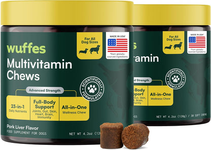Wuffes 23-in-1 Dog Multivitamin Soft Chews – – Omega-3 fatty acids (from Wild Alaskan Salmon Oil): May help – Image 1