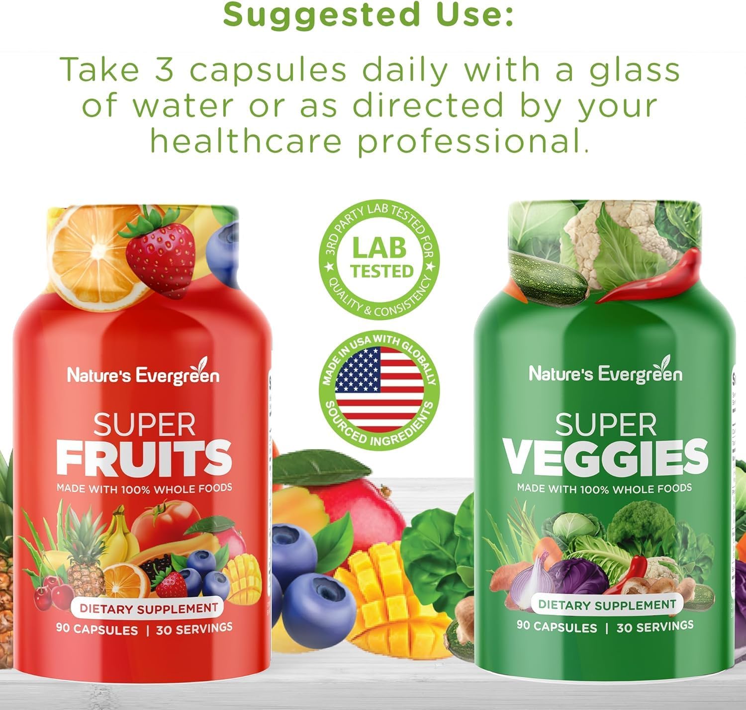 Fruits and Veggies Supplement - Nature's Evergreen - 180 Capsules (Pack of 2) - görsel 6