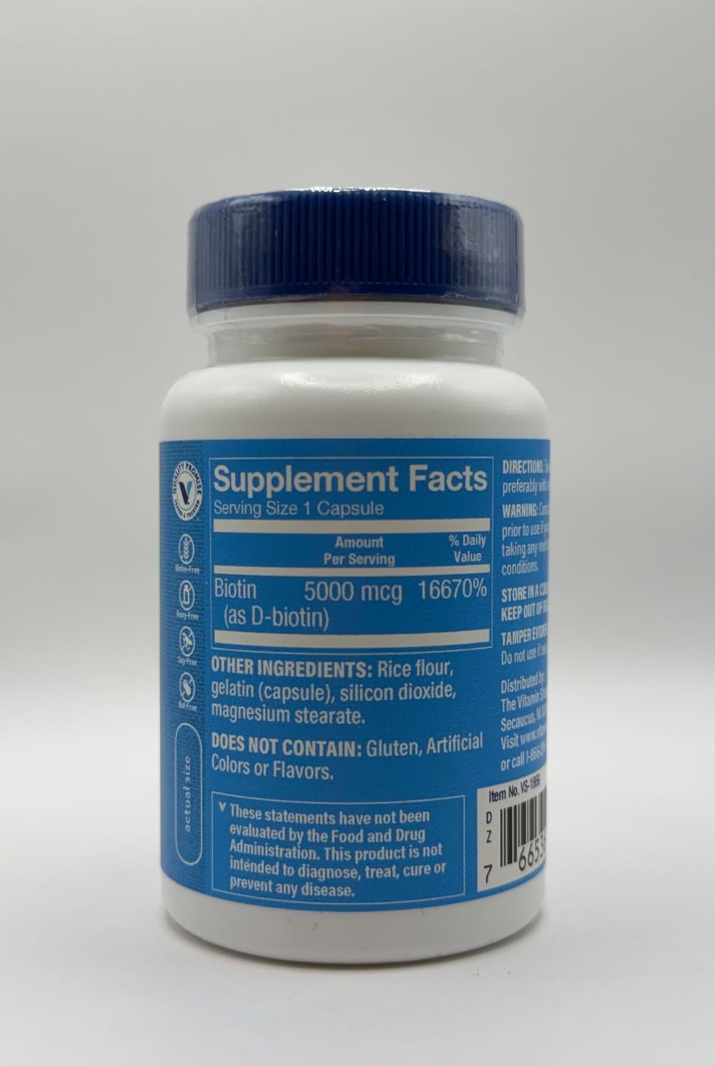 The Vitamin Shoppe Biotin 5,000mcg – Hair Strength, Skin Health & Nail Support, High Potency B Vitamin (120 Capsules) - görsel 3