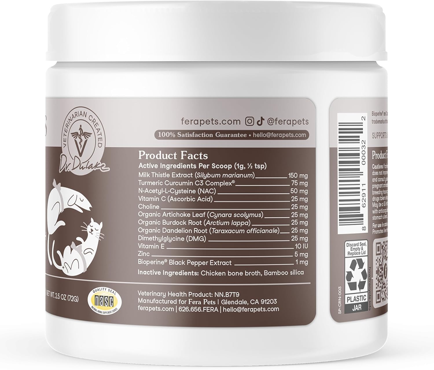 Fera Pets Cat & Dog Liver Supplement Powder with Milk Thistle – 60 Scoops - görsel 9