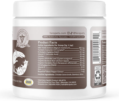 Fera Pets Cat & Dog Liver Supplement Powder with Milk Thistle – 60 Scoops