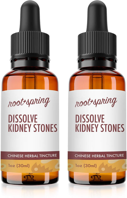 root + spring Dissolve Kidney Stones Liquid Extract – Shi Lin Herbal Tincture, 30 mL (Pack of 4)