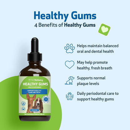 Pet Wellbeing Healthy Gums for Dogs - Topical Herbal Drops for Oral Care, 4 oz (118 mL)