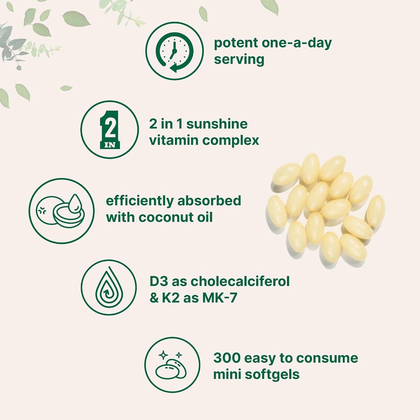 Micro Ingredients Vitamin D3 5,000 IU + K2 MK-7 100 mcg, 300 Softgels | Virgin Coconut Oil | 2-in-1 Support | Easy to Swallow, Non-GM - görsel 4
