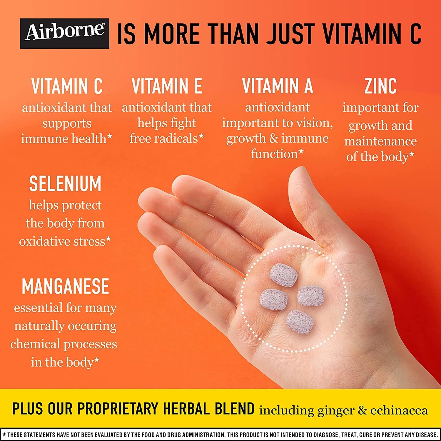 Airborne 1000mg Vitamin C + Zinc Chewable Tablets, Very Berry & Citrus - görsel 2