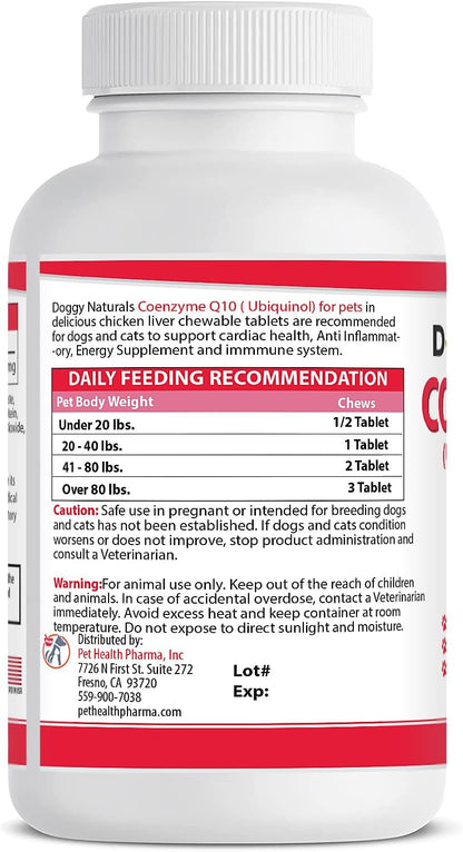 Coenzyme Q10 High Potency 40mg Ubiquinol for Dogs (120 Tablets) - Made in USA
